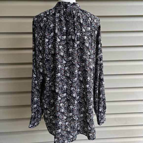 •LOFT• Floral Popover Tunic Length Blouse - Size Large - Picture 6 of 9